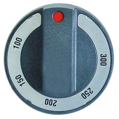 knob thermostat t.max. 300°C ø 65mm shaft ø 6x4,6mm shaft flat upper black