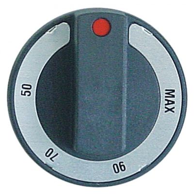 knob thermostat t.max. 150°C 50-150°C ø 65mm shaft ø 6x4,6mm shaft flat upper black