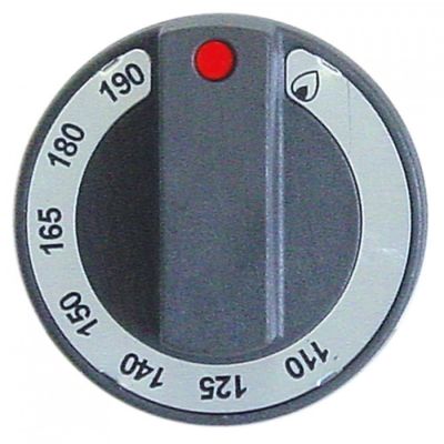 knob gas thermostat t.max. 190°C 110-190°C ø 65mm shaft ø 10x8mm shaft flat upper black