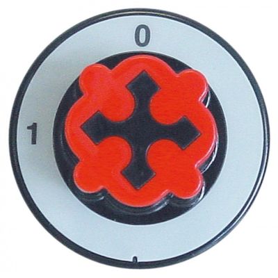 knob switch 0-1 ø 70mm shaft ø 6x4,6mm shaft flat upper black