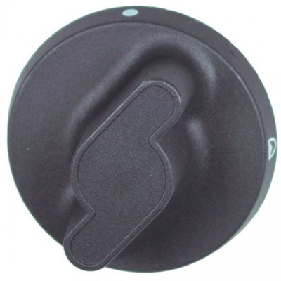 knob gas tap without ignition flame ø 73mm shaft ø 8x6,5mm shaft flat bottom black S-shape