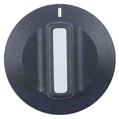 knob zero mark ø 42mm shaft ø 6x4,6mm shaft flat right black