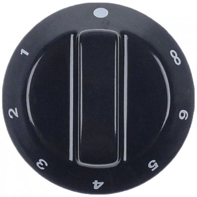 knob energy regulator 1-6 + MAX ø 60mm shaft ø 6x4,6mm shaft flat left black