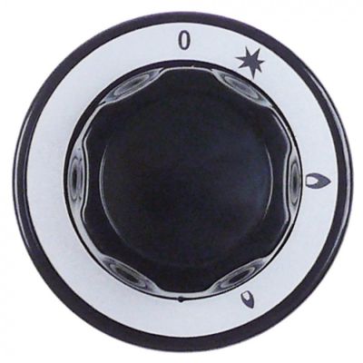 knob gas tap with ignition flame ø 70mm shaft ø 8x6mm black