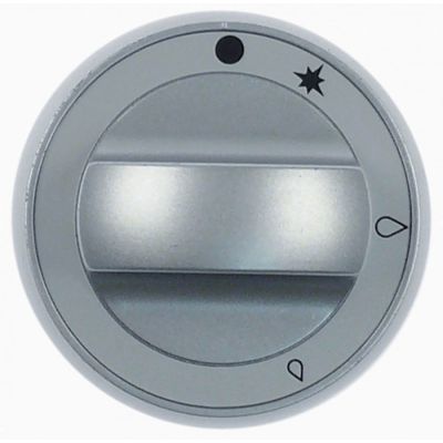 knob gas tap with ignition flame ø 72mm shaft ø 10x8mm shaft flat upper silver