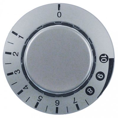 Buton termostat cu simbol 1-10, ø 54 mm, ax ø 6x4,6 mm, tesitura jos, Moretti - 111467