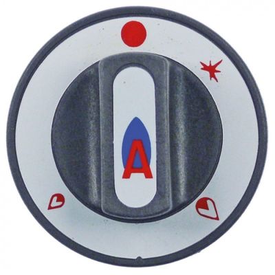 knob gas tap with ignition flame ø 63mm shaft ø 8x6mm shaft flat right