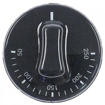 knob thermostat t.max. 250°C temperature range 50-250°C ø 53mm shaft ø 6x4,6mm