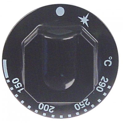 Buton temperatura t.max. 290 °C, diametru ø 70 mm, ax ø 8x6,5 mm, negru - 111612
