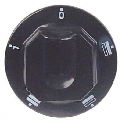 knob oven ø 70mm shaft ø 6x4,6mm shaft flat upper black