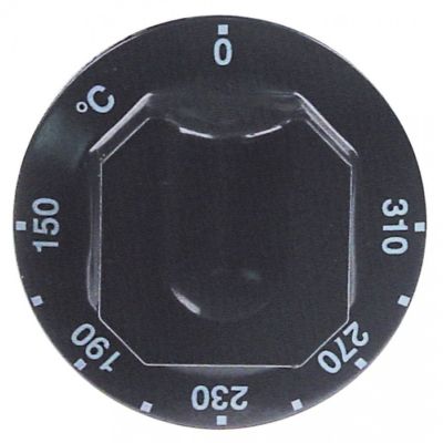 knob thermostat t.max. 310°C temperature range 150-310°C ø 70mm shaft ø 6x4,6mm