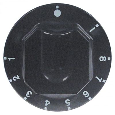 knob energy regulator 1-8 + MAX ø 70mm shaft ø 6x4,6mm shaft flat upper black