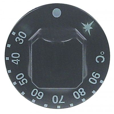 knob gas thermostat t.max. 90°C ø 55mm shaft ø 8x6,5mm shaft flat upper black