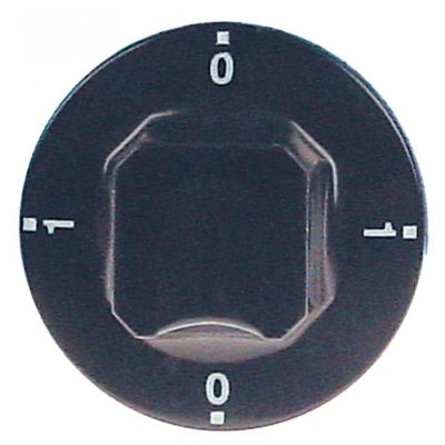 knob switch 0-1-0-1 ø 55mm shaft ø 6x4,6mm shaft flat upper black