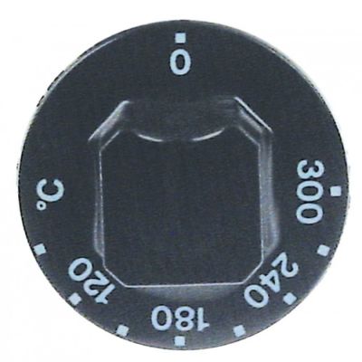 knob thermostat t.max. 300°C temperature range 120-300°C ø 55mm shaft ø 6x4,6mm