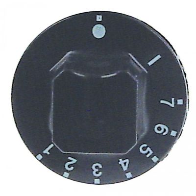 knob energy regulators 1-7 ø 55mm shaft ø 6x4,6mm shaft flat bottom black