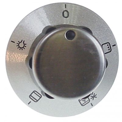 knob oven ø 53mm shaft ø 6x4,6mm shaft flat upper silver