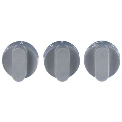 knob set 120 min, 1 - 10, 50 - 250 °C, ø 55 mm, shaft ø 6x4,6 mm, shaft flat upper/lower, grey - 111770