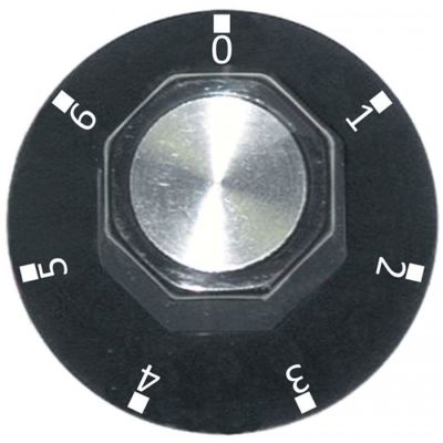 knob 7-position ø 50mm shaft ø 6x4,6mm shaft flat bottom black