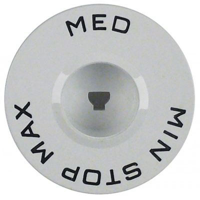 knob MIN / STOP / MAX ø 50mm shaft ø 4x6mm shaft flat lower white