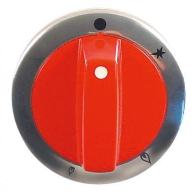 knob gas tap with ignition flame ø 63mm shaft ø 8x7mm shaft flat bottom black