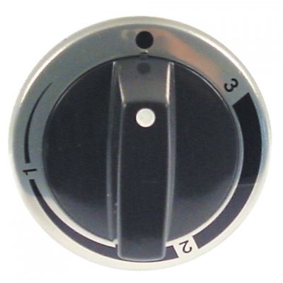 knob energy regulator 1-3 ø 63mm shaft ø 6x4,6mm shaft flat upper silver