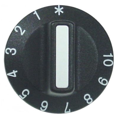 Buton termostat cu pozitii 1-10, ø 42 mm, ø ax 6x4,6 mm, tesitura jos - 111874