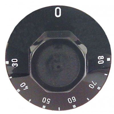 Buton termostat 30-80°C, ø 50 mm, ax ø 6x4,6 mm, cu tesitura sus - 111901