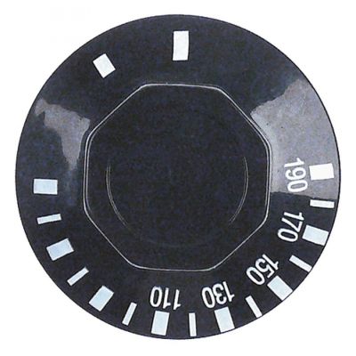 knob thermostat t.max. 270°C ø 50mm shaft ø 6x4,6mm shaft flat upper black