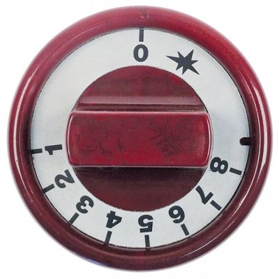 knob thermostat 1-8 ø 76mm shaft ø 10x8mm shaft flat bottom red