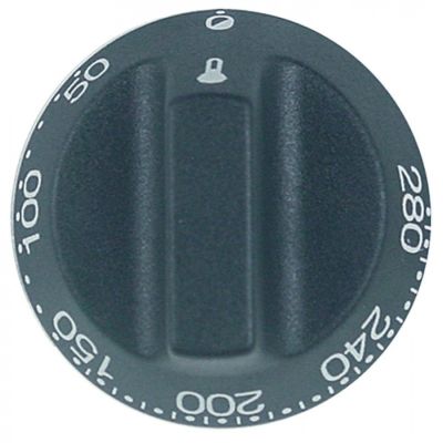 knob thermostat t.max. 280°C temperature range 50-280°C ø 55mm shaft ø 6x4,6mm