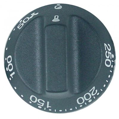 knob thermostat t.max. 250°C temperature range 50-250°C ø 55mm shaft ø 6x4,6mm