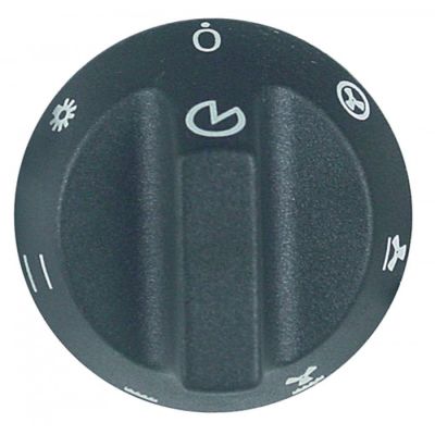 knob oven ø 55mm shaft ø 6x4,6mm shaft flat bottom with extended shaft black