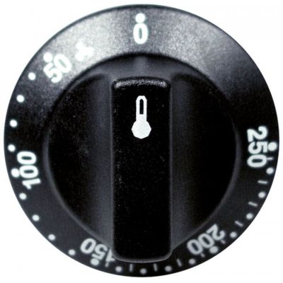 knob thermostat t.max. 250°C temperature range 50-250°C ø 55mm shaft ø 6x4,6mm