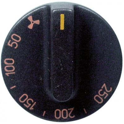 knob thermostat t.max. 250°C temperature range 50-250°C ø 45mm shaft ø 6x4,6mm
