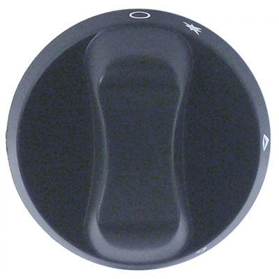 knob gas tap with ignition flame ø 63mm shaft ø 8x6,5mm shaft flat upper black