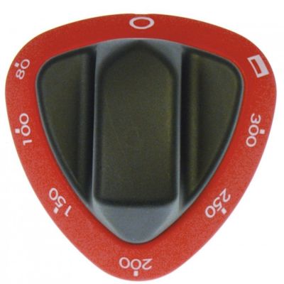knob thermostat t.max. 300°C 80-300°C shaft ø 6x4,6mm shaft flat upper red