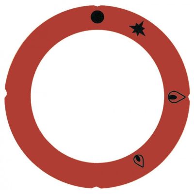 Disc autoadeziv cu simboluri, pentru robinet de gaz, ø 63 x 45,5 mm, rosu - 112236