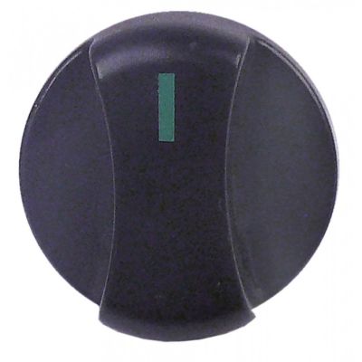 knob switch zero mark ø 39mm shaft ø 6x4,6mm shaft flat bottom black shaft length 19mm