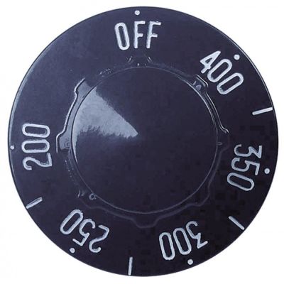 knob thermostat ø 57mm shaft ø 6x5mm shaft flat bottom black t.max. 400°F