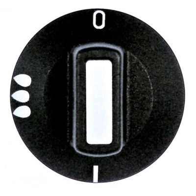 knob 0-SCHMELZEN-1 ø 50mm shaft ø 6x4,6mm shaft flat upper black