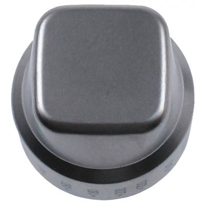 knob thermostat t.max. 260°C ø 45mm shaft ø 6x4,6mm shaft flat bottom silver