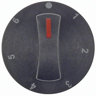 knob 7-position ø 72mm shaft ø 6x4,6mm shaft flat upper black long pole