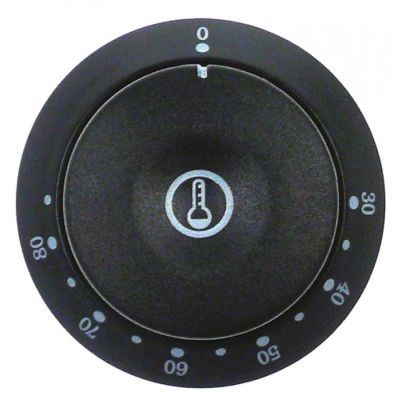 knob thermostat t.max. 80°C 30-80°C ø 58mm shaft ø 6x4,6mm shaft flat bottom black