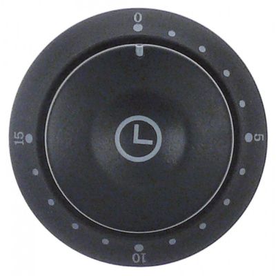 knob time 15min ø 58mm shaft ø 6x4,6mm shaft flat bottom black