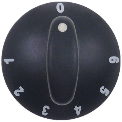 knob 1-6 ø 65mm shaft ø 6x4,6mm shaft flat upper black