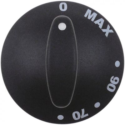 knob ø 79mm shaft ø 6x4,6mm t.max. 90°C shaft flat upper black