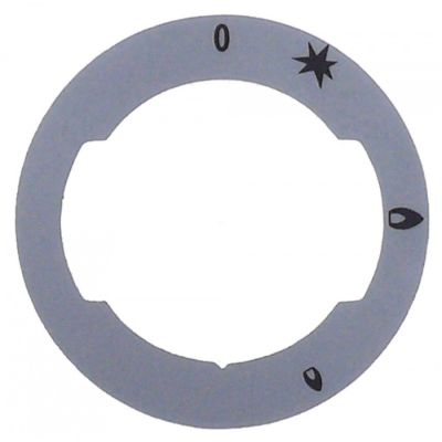 Disc cu simboluri pentru buton robinet de gaz, ext. ø 62 mm, int. ø 42 mm, gri - 112669