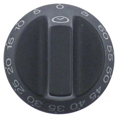 knob time 60min + permanent ON ø 55mm shaft ø 6x4,6mm shaft flat upper black