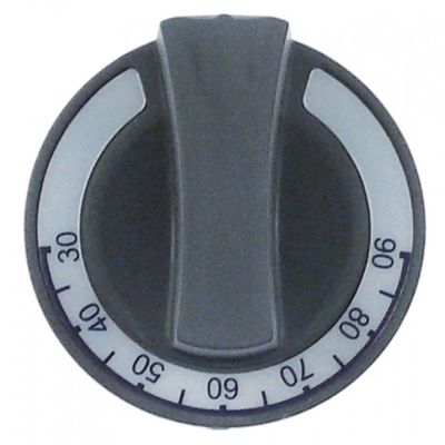 Buton termostat 30-90°C, ø 60 mm, ax ø 6x4,6 mm, cu tesitura sus - 112680